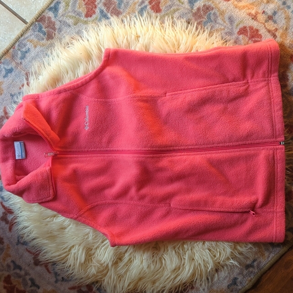 Columbia Hot Pink Fleece Zip Up Vest Small Zippered Pockets - Picture 2 of 9